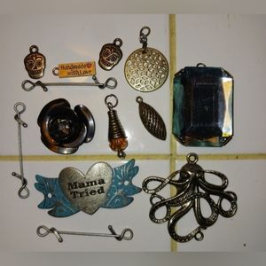 Lot of 13 Silver Tone Pendants & Charms Jewelry Making Supplies